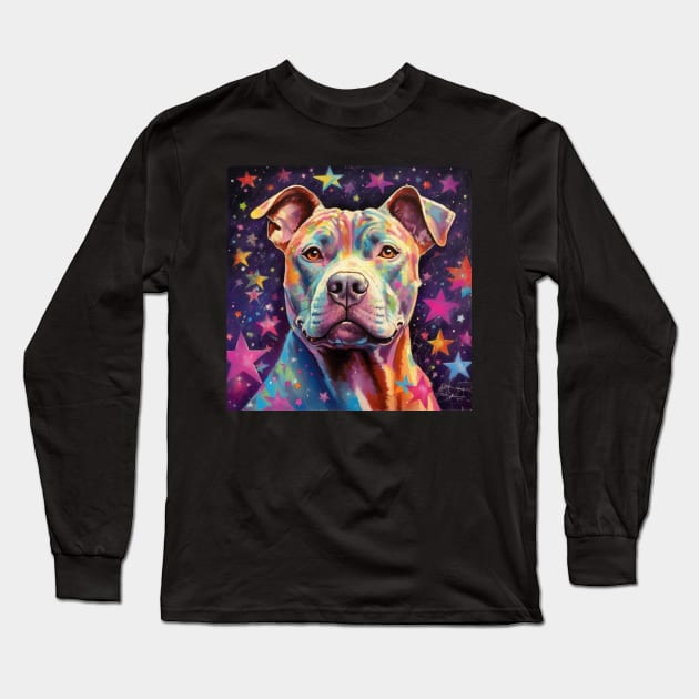 Staffy Painting Long Sleeve T-Shirt by Enchanted Reverie